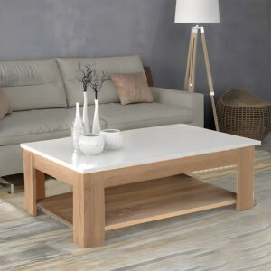 مغطي بطبقة HPL ترابيزة قهوة بدرج 100 سم خشبي × ابيض Ant1047