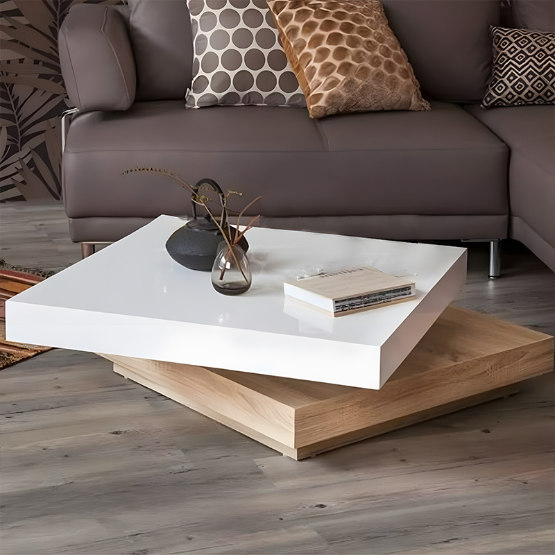 ترابيزة قهوة 80 سم تصميم مودرن أبيض و خشبي ant1103