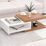 ترابيزة قهوة عرض 80 سم HPL أبيض وبني ANT1146