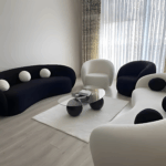 Panda Sofa Set with Red Beech Wood, Imported Fabric & High-Density Foam
