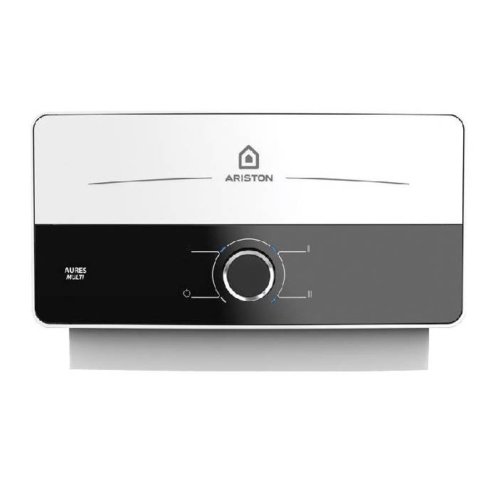 سخان اريستون كهربائي 7.7 كيلو وات أسود وأبيض بتصميم عصري