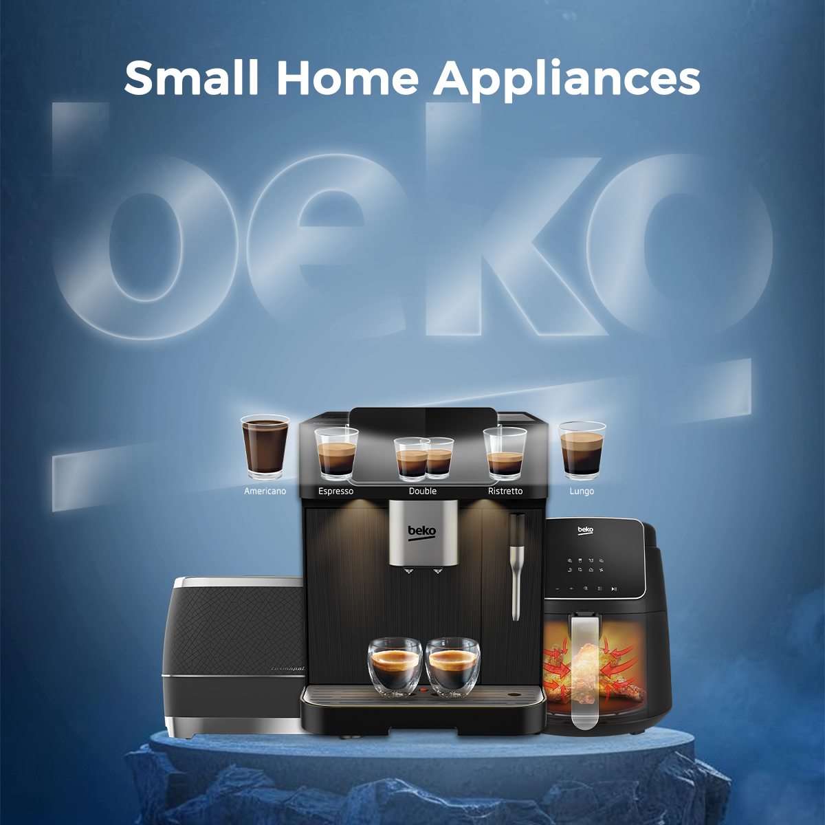 Beko small kitchen appliances including blender, toaster, and kettle