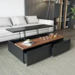 ترابيزة ماج اسود وخشابي عرض 120 ارتفاع 40 عمق 65