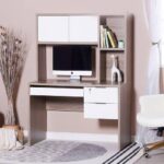 مكتب ميجا - قطعتين - خشابي فاتح وابيض عرض 100ارتفاع 140عمق 60