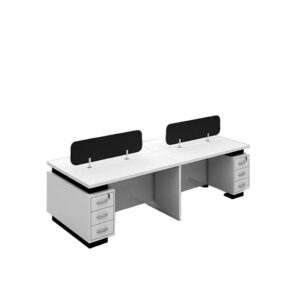 ورك ستيشن لأربع أشخاص بتصميم عصري من خشب MDF باللونين الأبيض والأسود، بعرض 240 سم، مطلية بطبقة متينة ومستوردة بجودة عالية ANT.0096.**