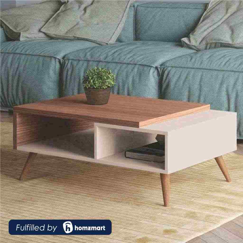 ترابيزة قهوة خشبية باللون الأبيض بتصميم عصري مقاس 100 سم ANT1135