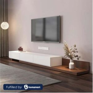 وحدة تلفزيون بعرض 200 سم تحتوي على 3 أدراج باللونين الأبيض × البني موديل ANT1150