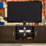 TV Unit With 2 Cabinets And Shelf 160 cm Dark Brown ant1097