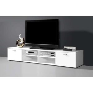 وحدة تلفزيون ببابين ورفين باللون الأبيض بطول 160 سم ‏ANT1077