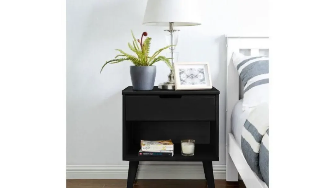 كومود بدرج واحد بعرض 50 سم مطلي بطبقة HPL باللون الأسود – الموديل ANT1063