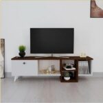 TV Unit With One Door & Shelves 150 cm - White & Dark Brown ant1119