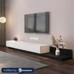 وحدة تلفزيون بعرض 200 سم تحتوي على 3 أدراج باللونين الأبيض × الأسود موديل ANT1151