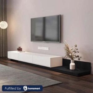 وحدة تليفزيون بعرض 200 سم تحتوي على 3 أدراج باللونين الأبيض × الأسود موديل ANT1151