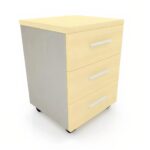 3-Drawer MDF Storage Unit Beige & Grey Width 40 cm with Durable HPL Coating ant.0110