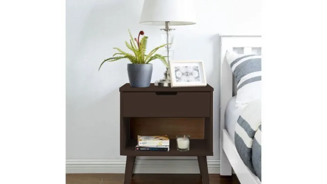 كومود بدرج واحد مطلي بطبقة HPL باللون البني الغامق – الموديل ANT1065