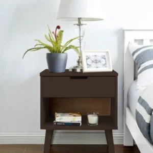 كومود بدرج واحد مطلي بطبقة HPL باللون البني الغامق – الموديل ANT1065