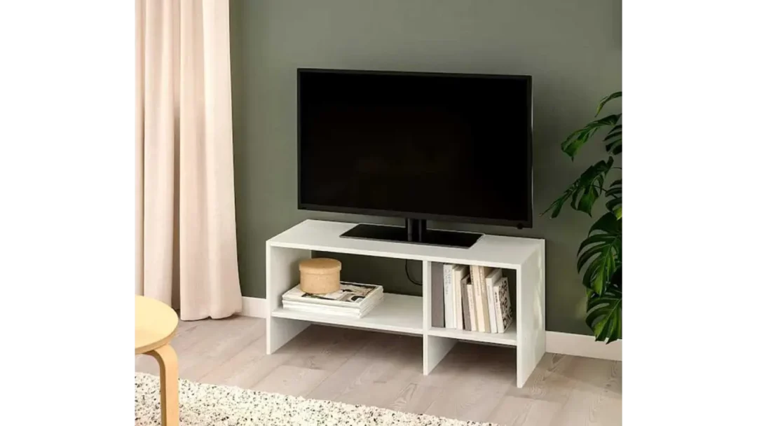 وحدة تلفزيون مودرن باللون الأبيض بطول 90 سم بتصميم مدمج من خشب MDF ‏ant1082