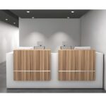 كاونتر MDF أبيض × خشبي بعرض 240 سم ANT.0097