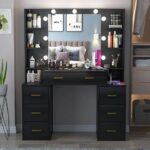 Dressing Table 110 cm With 8 Drawers Modern Design Black