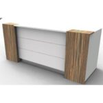 كاونتر استقبال بعرض 200 سم مصنوع من خشب MDF مستورد باللونين الأبيض والبني ANT.0093