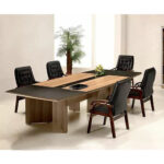 ترابيزة اجتماعات من خشب MDF بعرض 240 سم بتشطيب أسود × خشبي ومغطاة بطبقة HPL ANT.0090