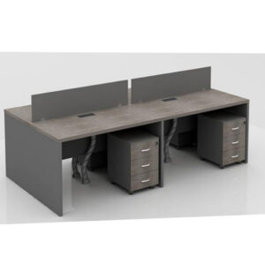 ورك ستيشن لأربع أشخاص مصنوع من خشب MDF باللونين الرمادي الغامق والبني بعرض 240 سم ANT.0087