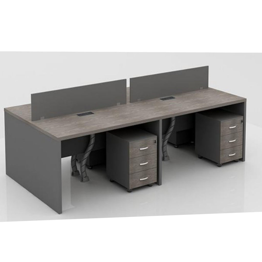 ورك ستيشن لأربع أشخاص مصنوع من خشب MDF باللونين الرمادي الغامق والبني بعرض 240 سم ANT.0087