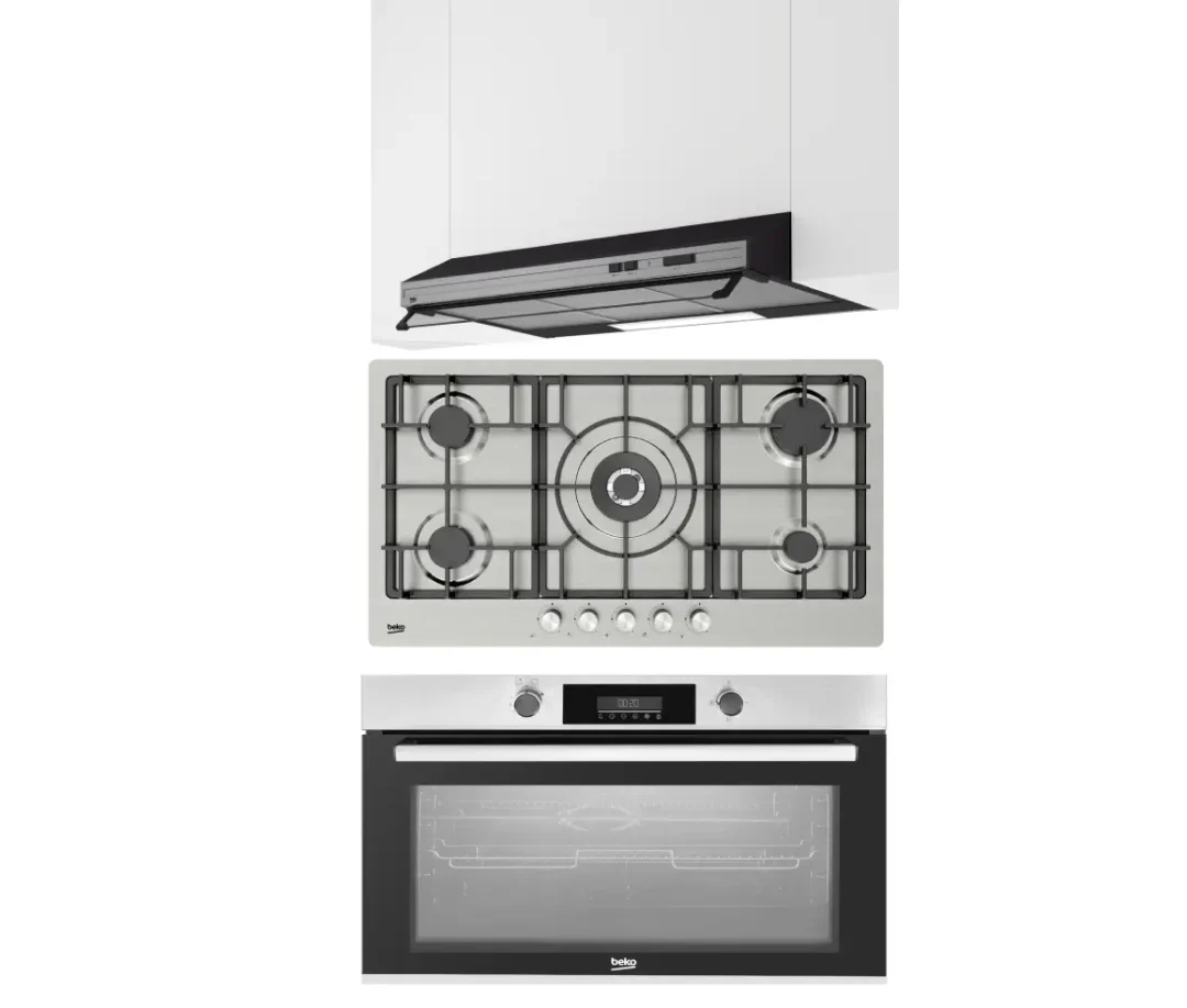 اشتري الان طقم بيكو بلت إن 90 سم – فرن غاز استانلس ستيل (BBWHT12300XS) + مسطح غاز (HIMW95226SXEL) + شفاط مطبخ (CFB 9433 XF)
