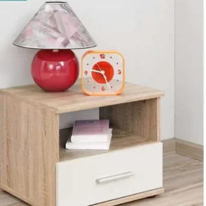 كومود بدرج واحد باللونين الخشبي × الأبيض بطول 40 سم ‏ANT1081