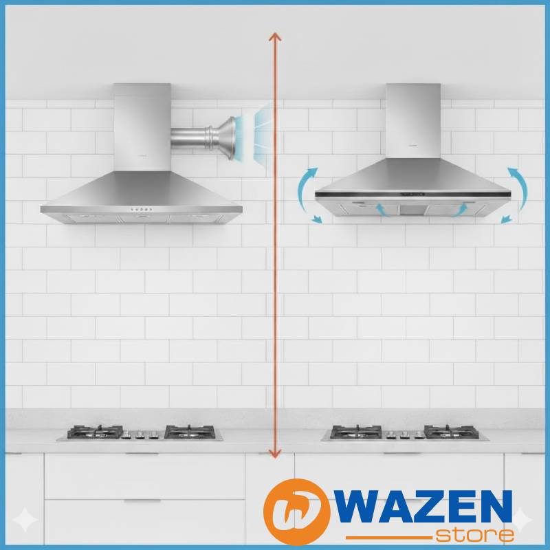 الفرق بين شفاط المطبخ المدخنة وشفاط بدون مدخنة – اعرف المميزات والعيوب واختار الصح لمطبخك