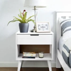 كومود بدرج واحد بعرض 50 سم مطلي بطبقة HPL باللون الأبيض – الموديل ANT1062