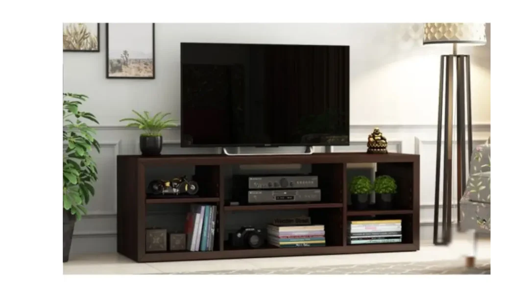 وحدة تلفزيون باللون البني الداكن تحتوي على 3 أرفف – عرض 140 سم ‏ANT1080
