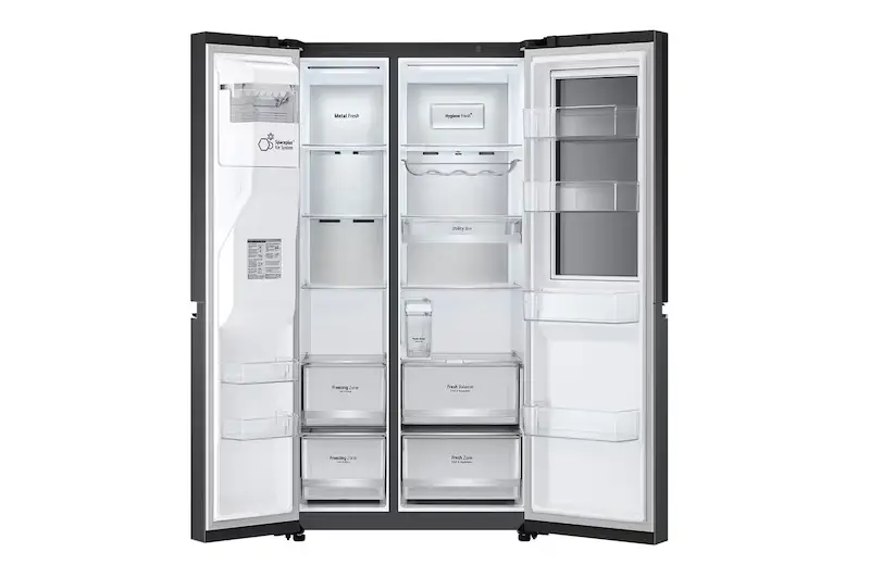 اشتري الان ثلاجة إل جي 4 أبواب 635 لتر بتقنية الانفرتر وموزع مياه أسود، GC‑X257CQEW