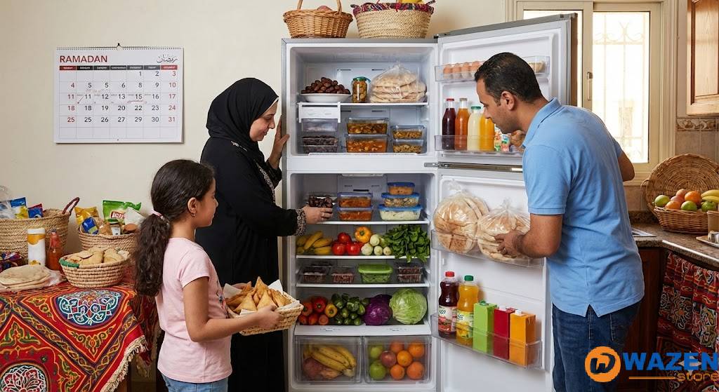 ثلاجة مناسبة لتخزين أكل رمضان مليانة لحوم وفراخ ومحشي للبيت المصري